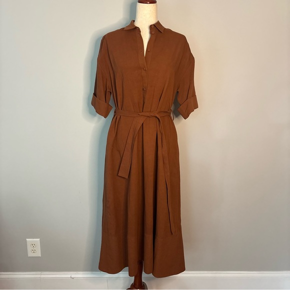 CO Dresses & Skirts - Size S - CO terracotta colored mid length, belted dress
